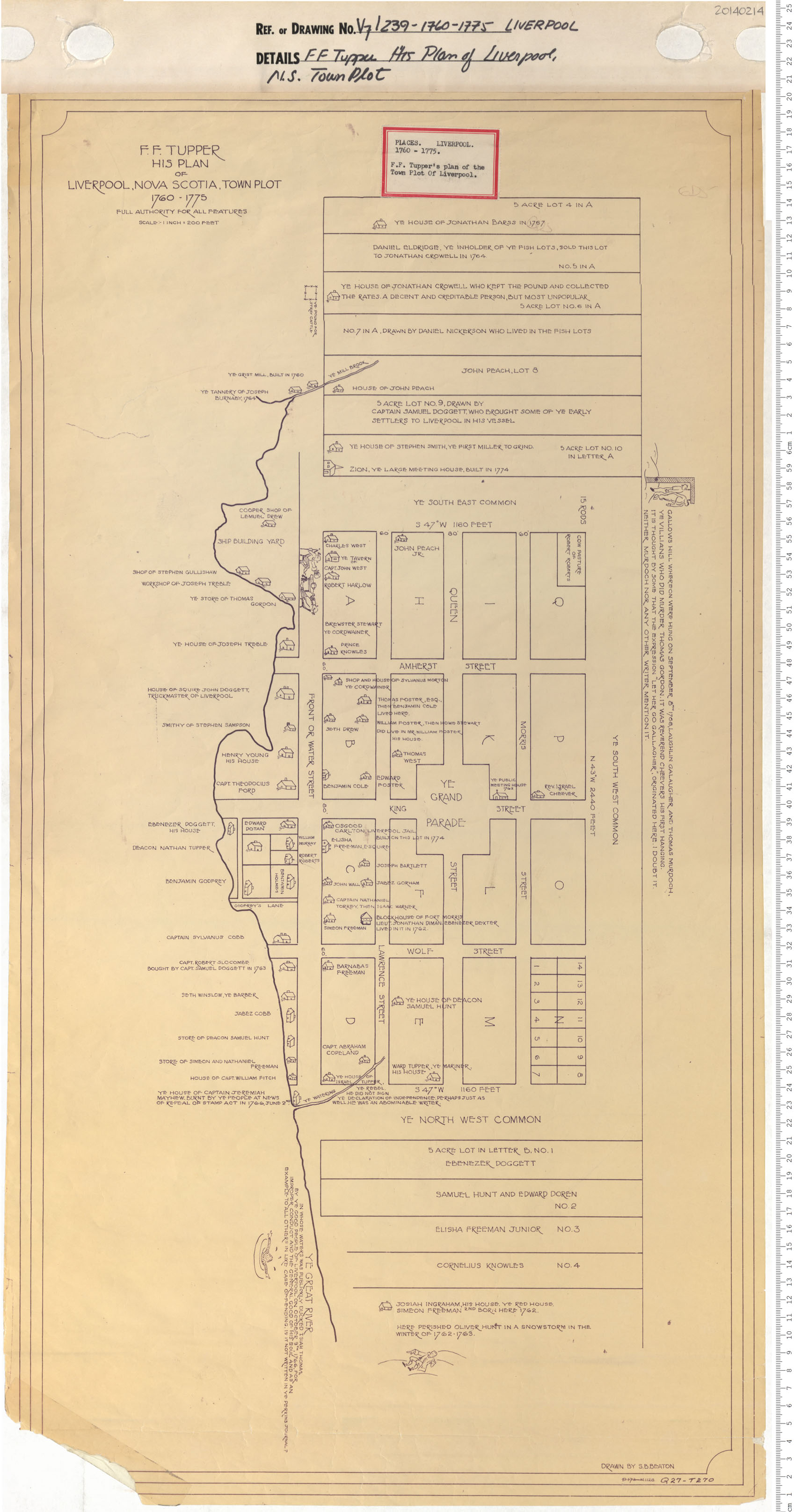 maps : F.F. Tupper His Plan of Liverpool, Nova Scotia, Town Plot