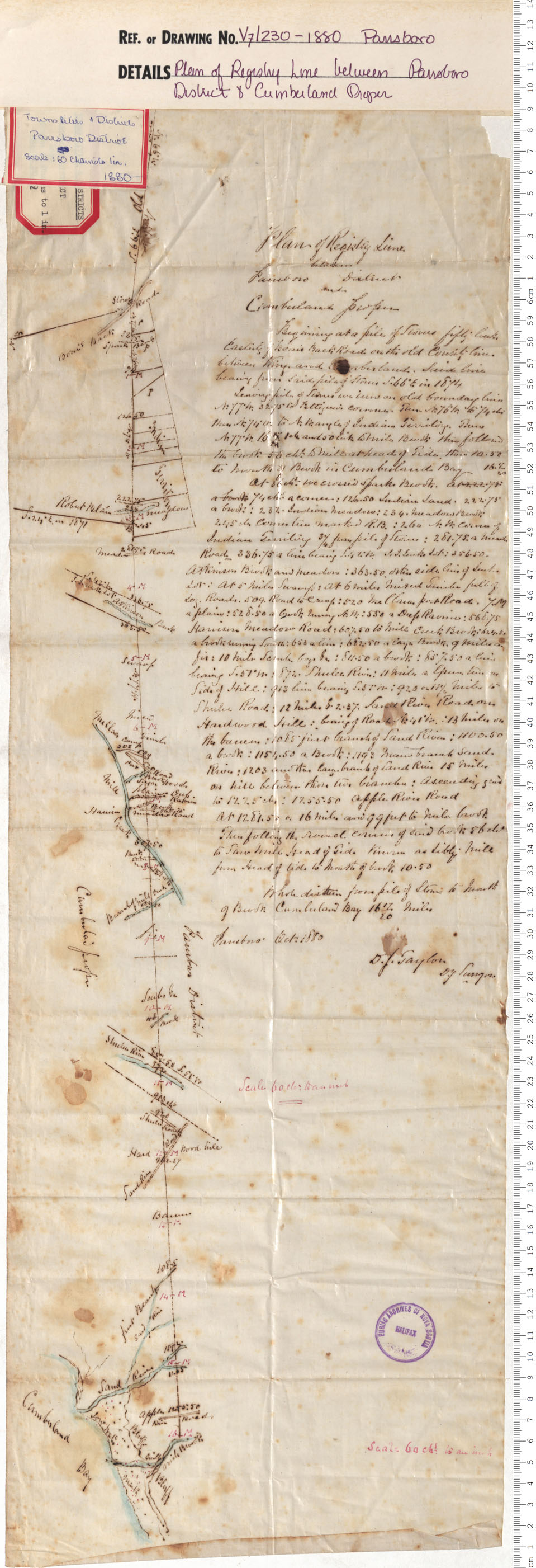 maps : Plan of Registry Line between Parrsboro & Cumberland Proper