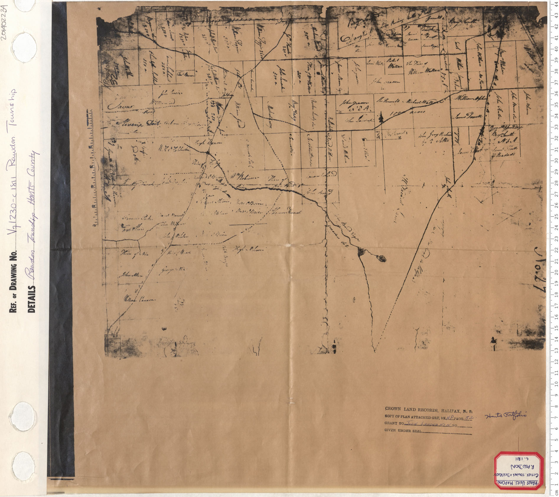 maps : Rawdon Township, Hants County