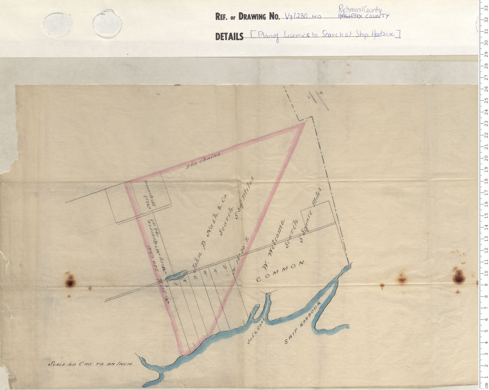 maps : Plan of Licenses to Search at Ship Harbour