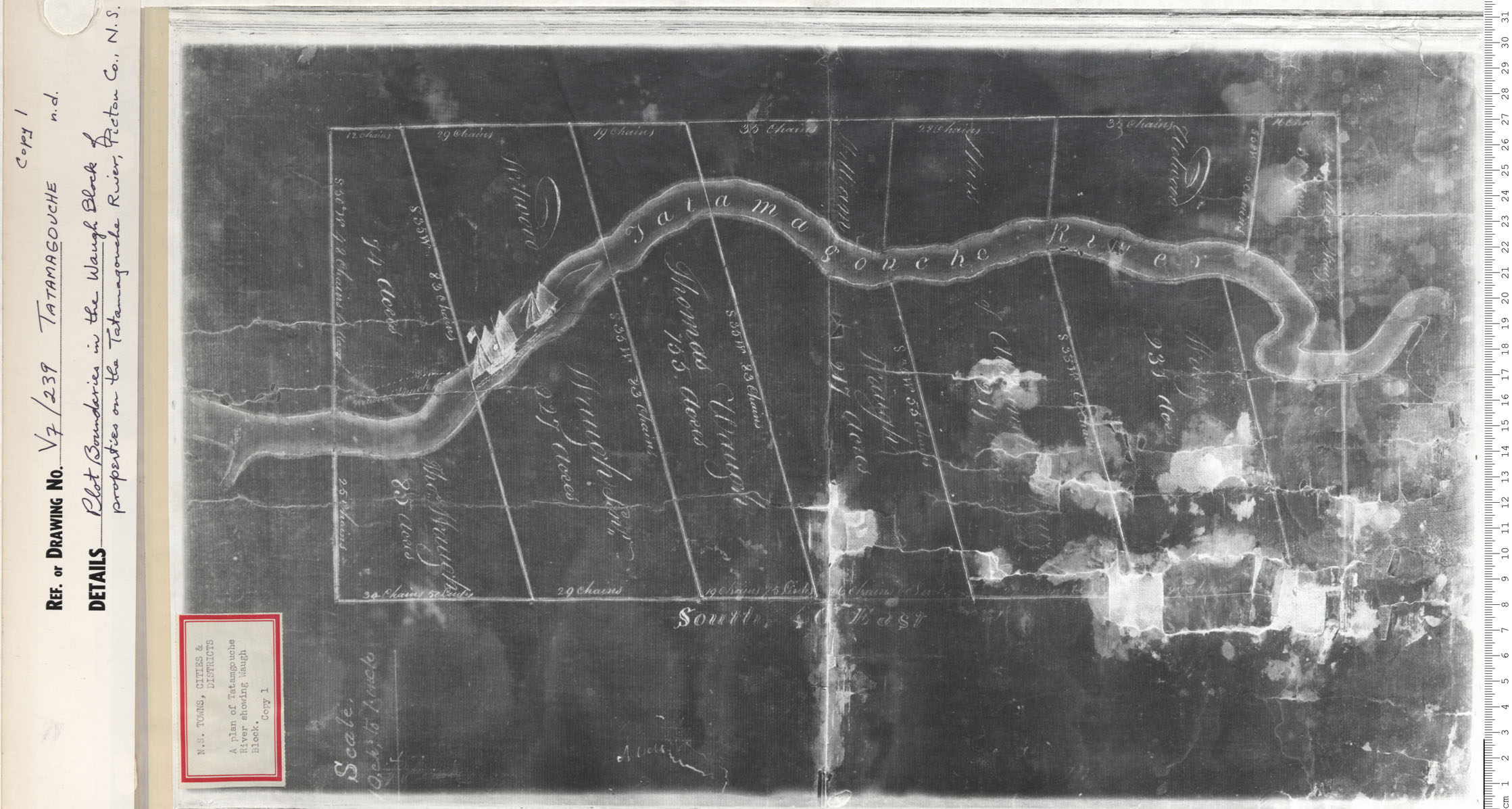 maps : Plot Boundaries in the Waugh Block of properties on the Tatamagouche River, Pictou County