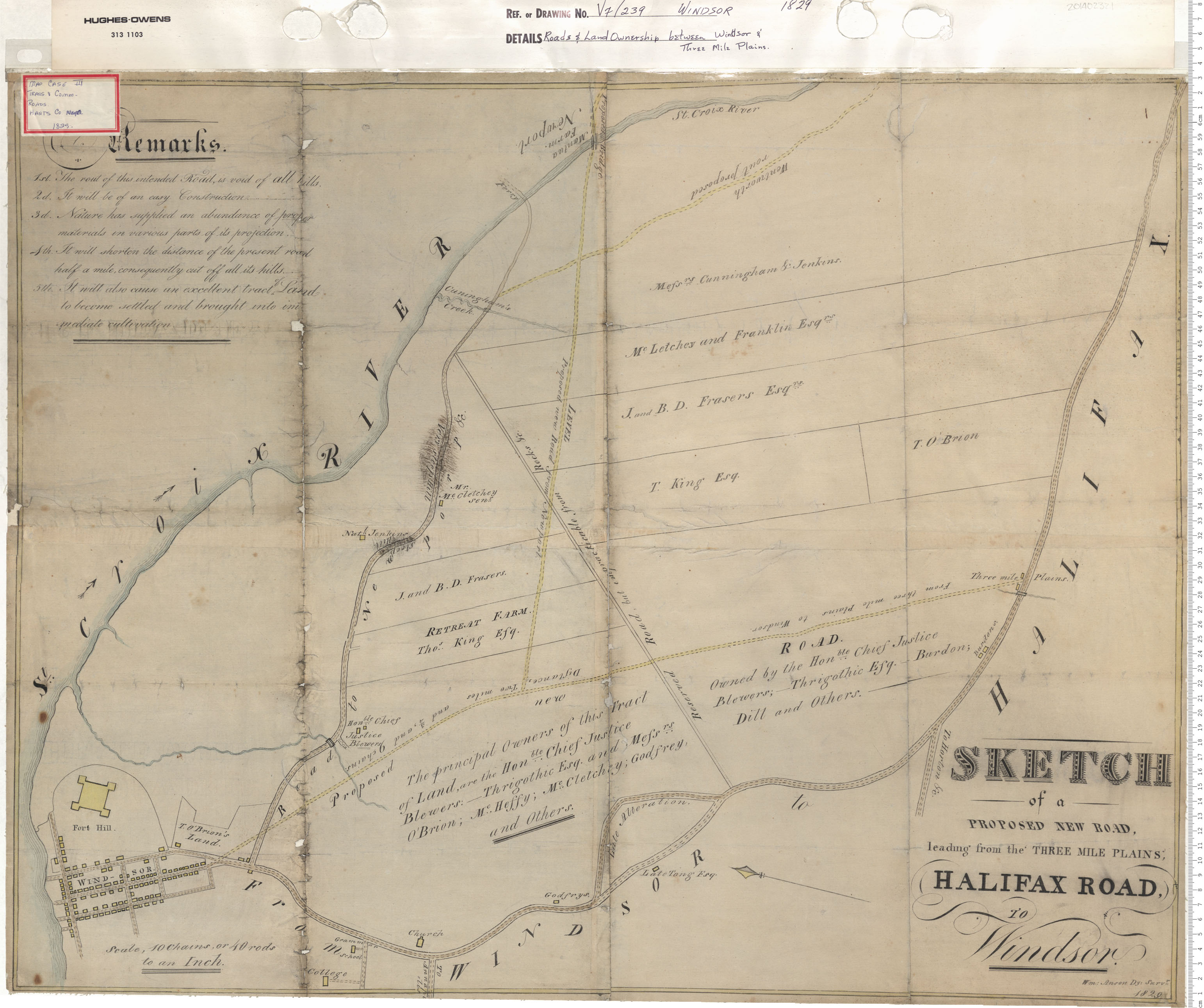 maps : Roads and Land Ownership between Windsor and Three Mile Plains