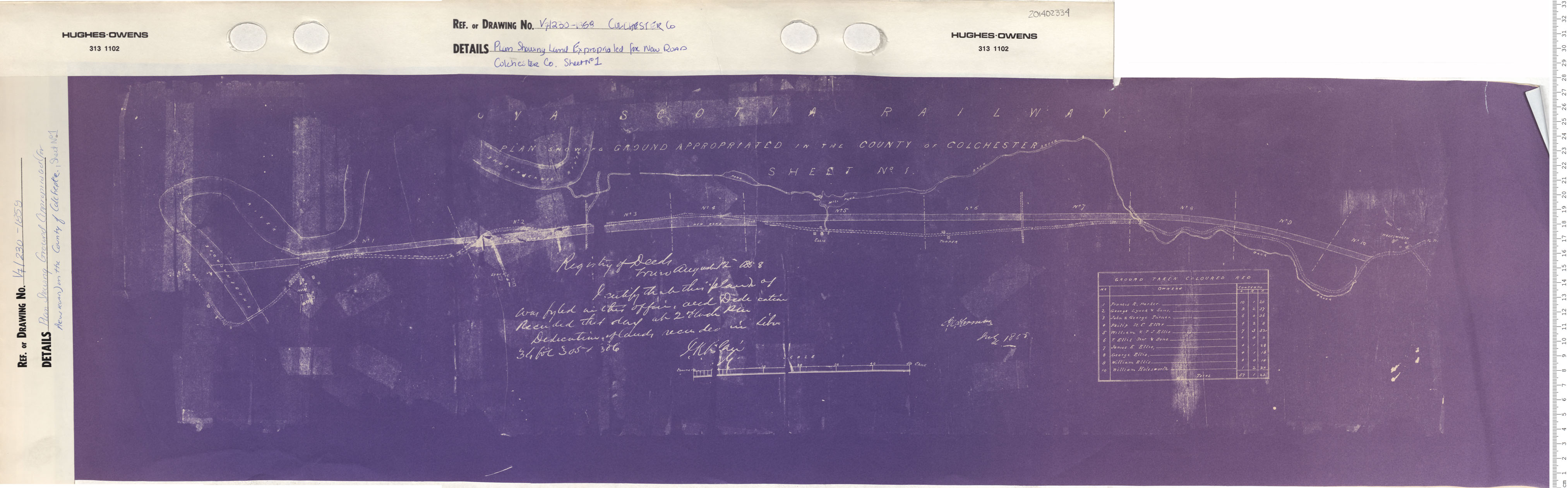 maps : Plan Showing Land Expropriated for New Road Colchester County, Sheet No. 1