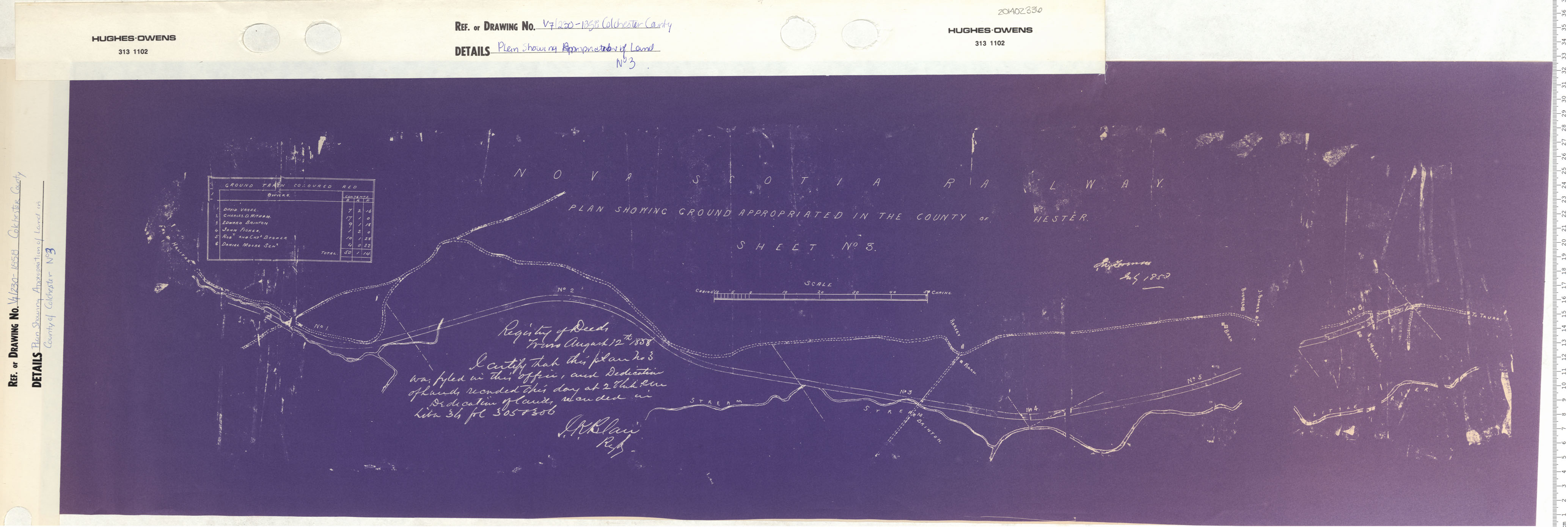 maps : Plan Showing Land Expropriated for New Road Colchester County, Sheet No. 3