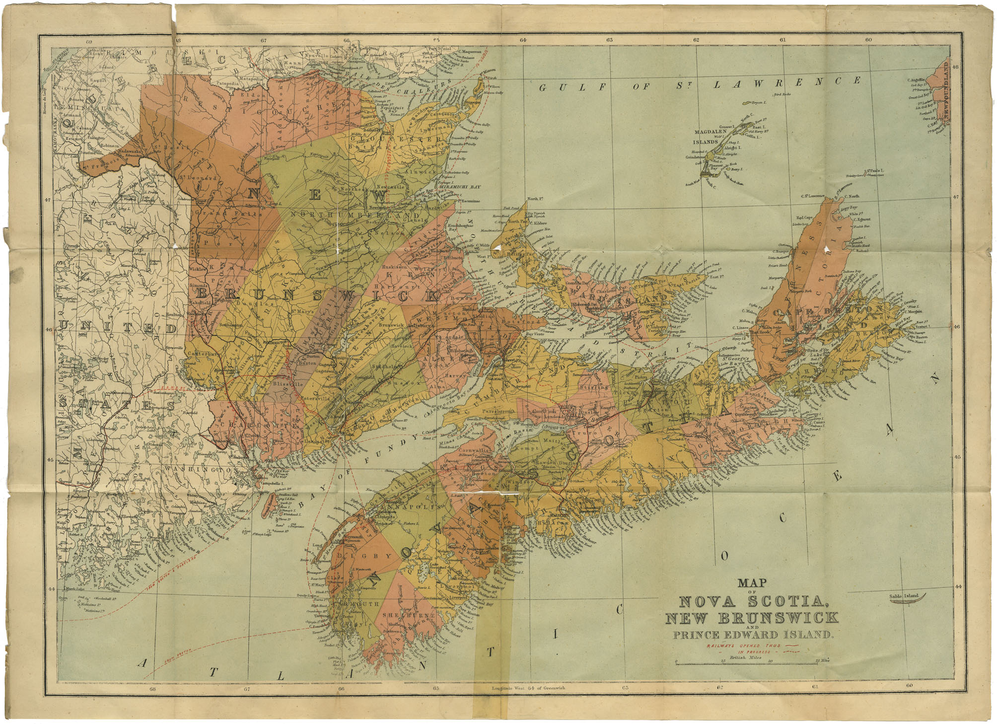 maps : Map of Nova Scotia, New Brunswick & Prince Edward Island
