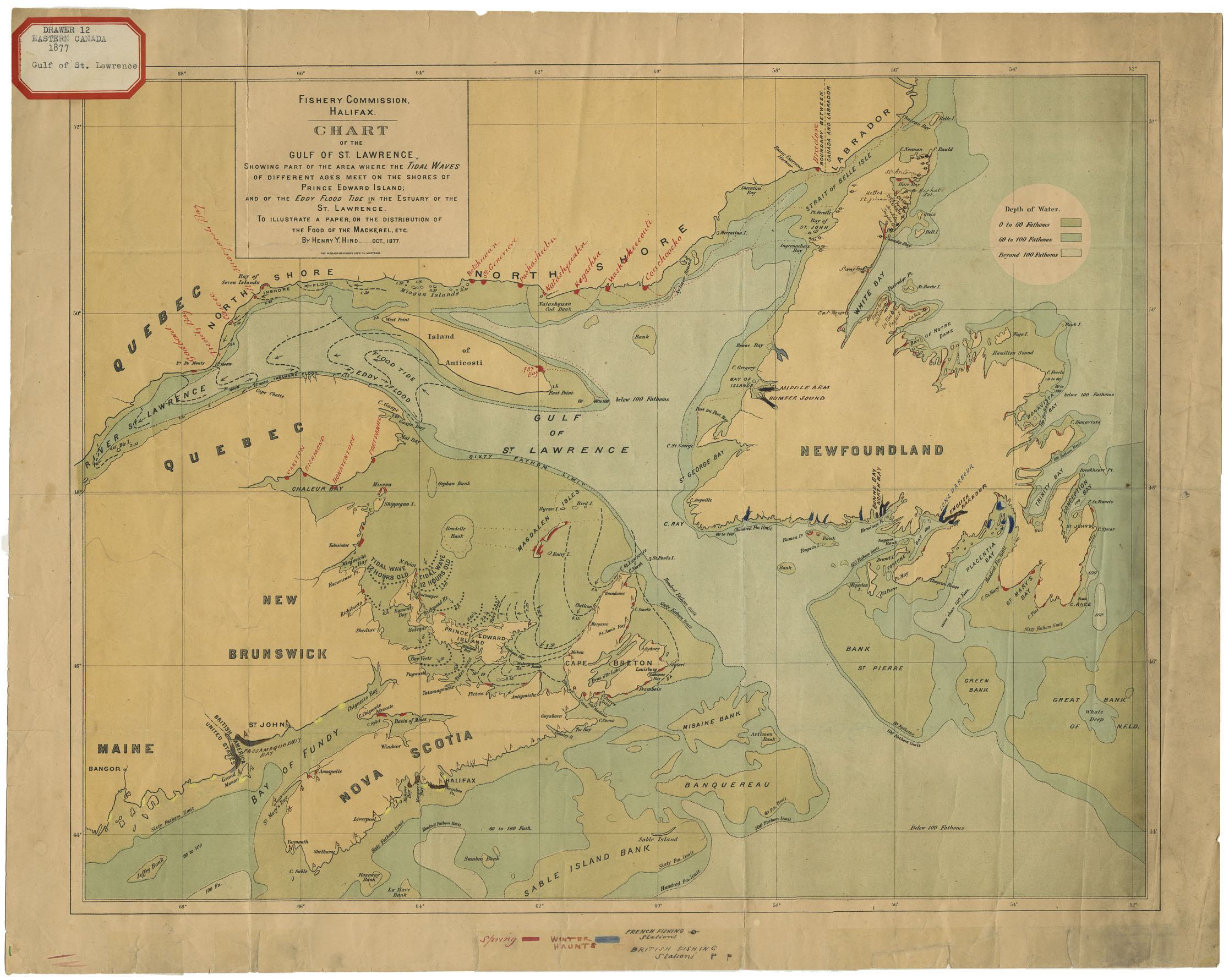 maps : Fishery Commission Halifax Chart of the Gulf of St.Lawrence Oct 1877