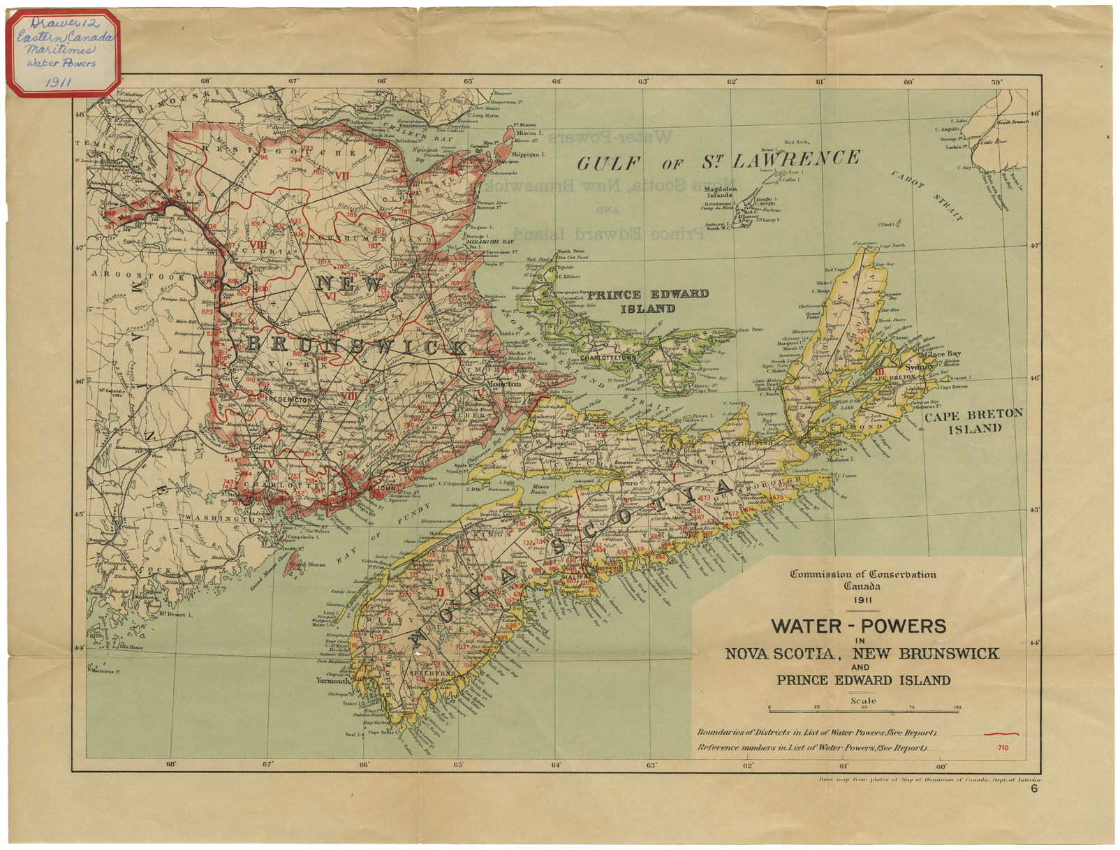 maps : Commission of Conservation. Canada 1911. Water-Powers in Nova Scotia, New Brunswick and Prince Edward Isalnd 1911