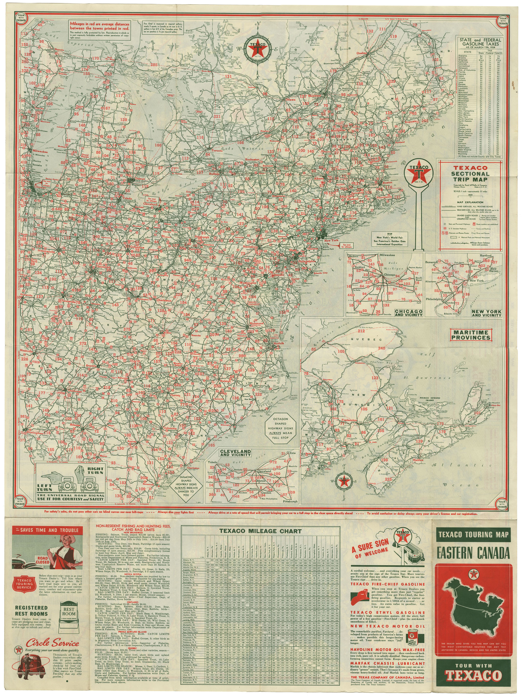 maps : Texaco Touring map Eastern Canada
