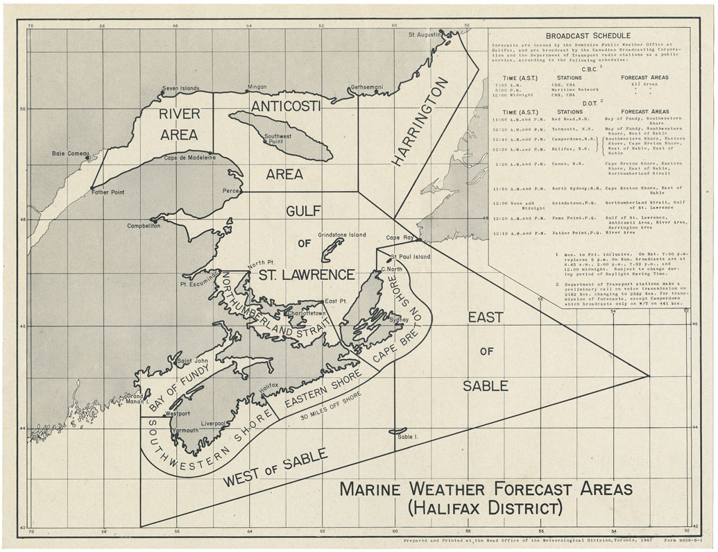 maps : Marine Weather Forecast areas (Halifax District)