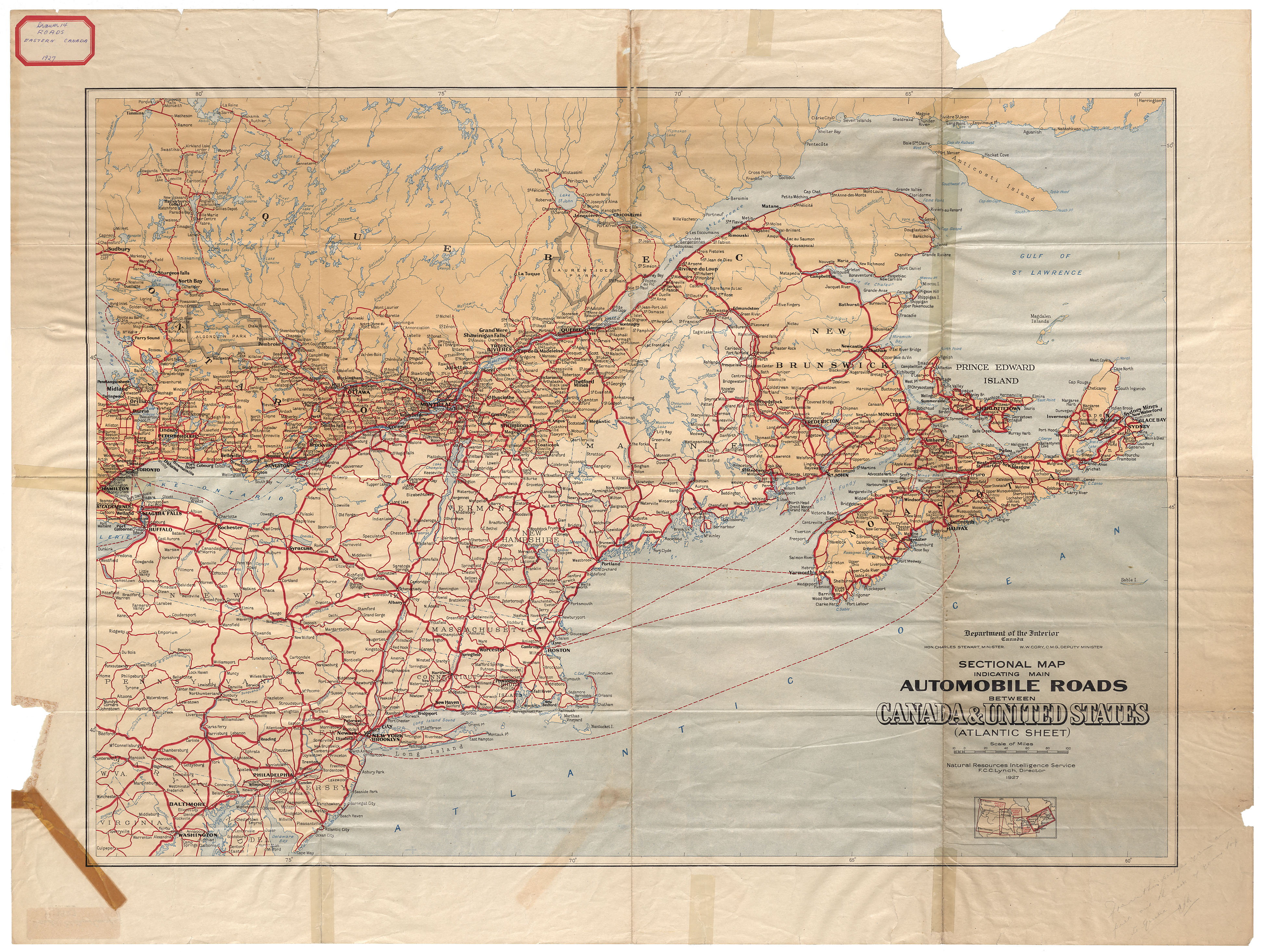 maps : Road Map: Eastern Canada 1927