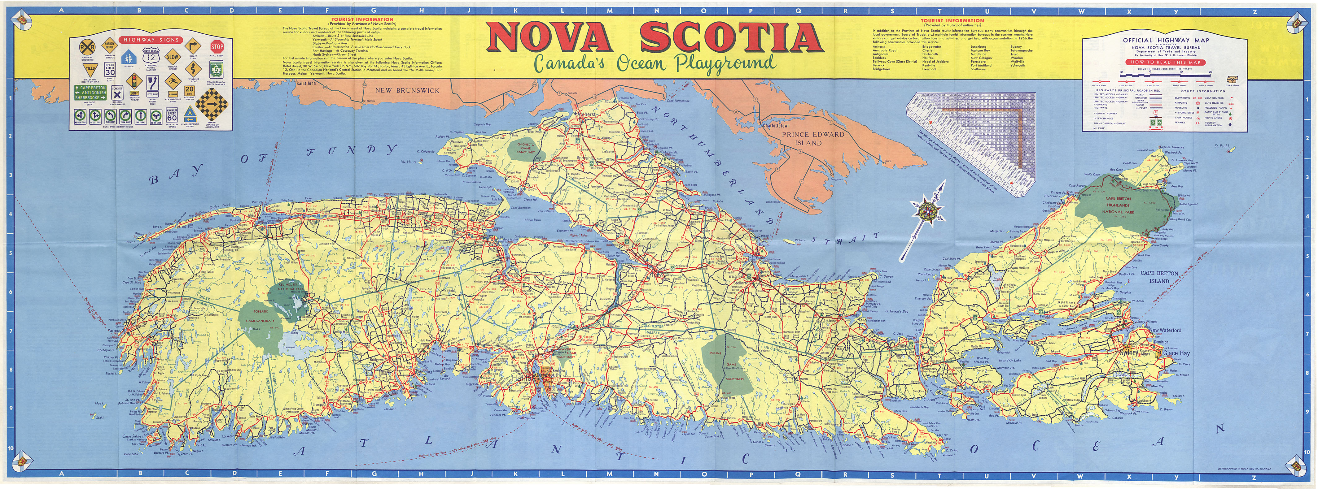 maps : Nova Scotia Canadas Ocean Playground Highway Map 1968-69