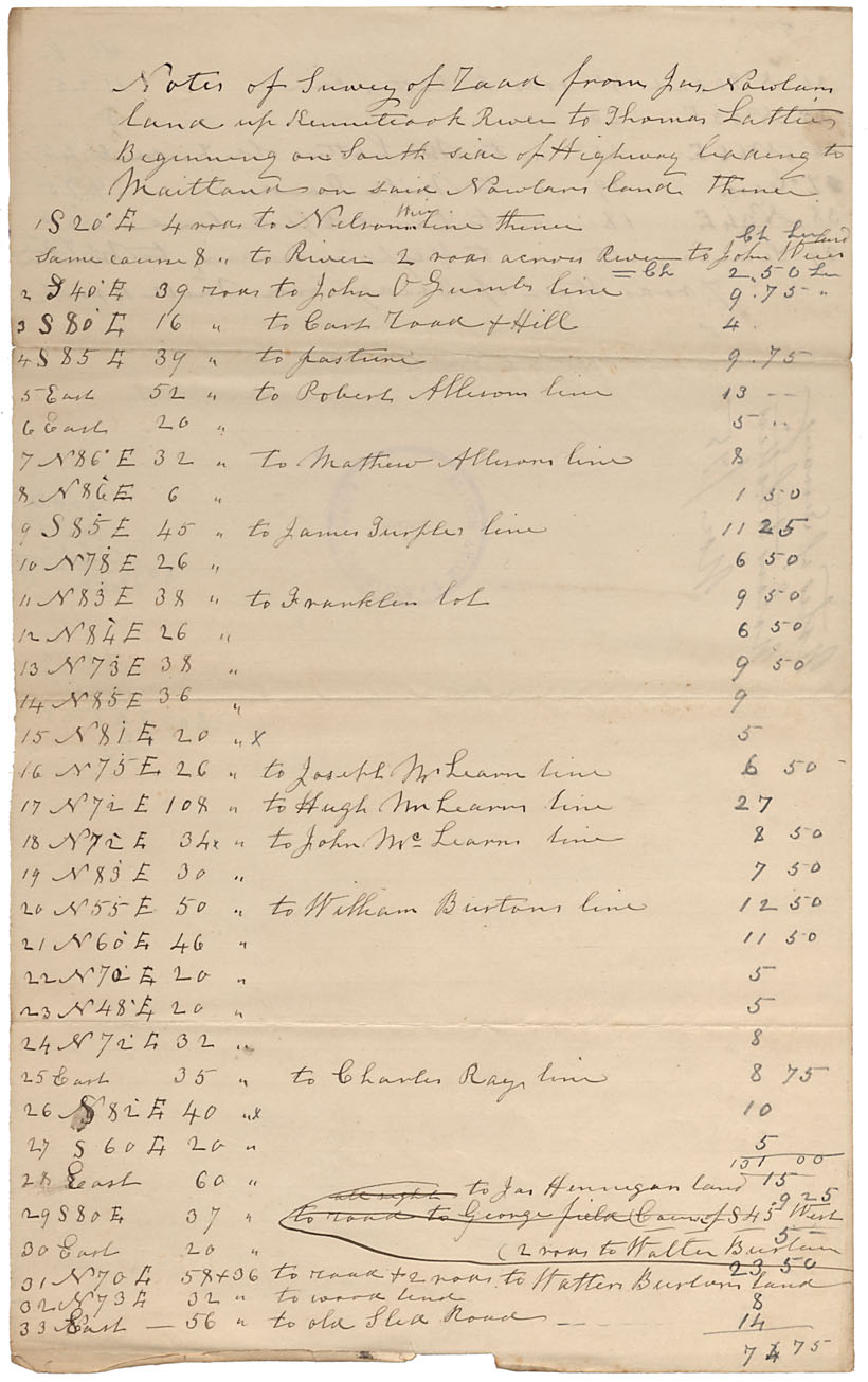 maps : Plan of Road from James Nawlan East line by South side Kennebrook to Thomas Latter Five Mile River