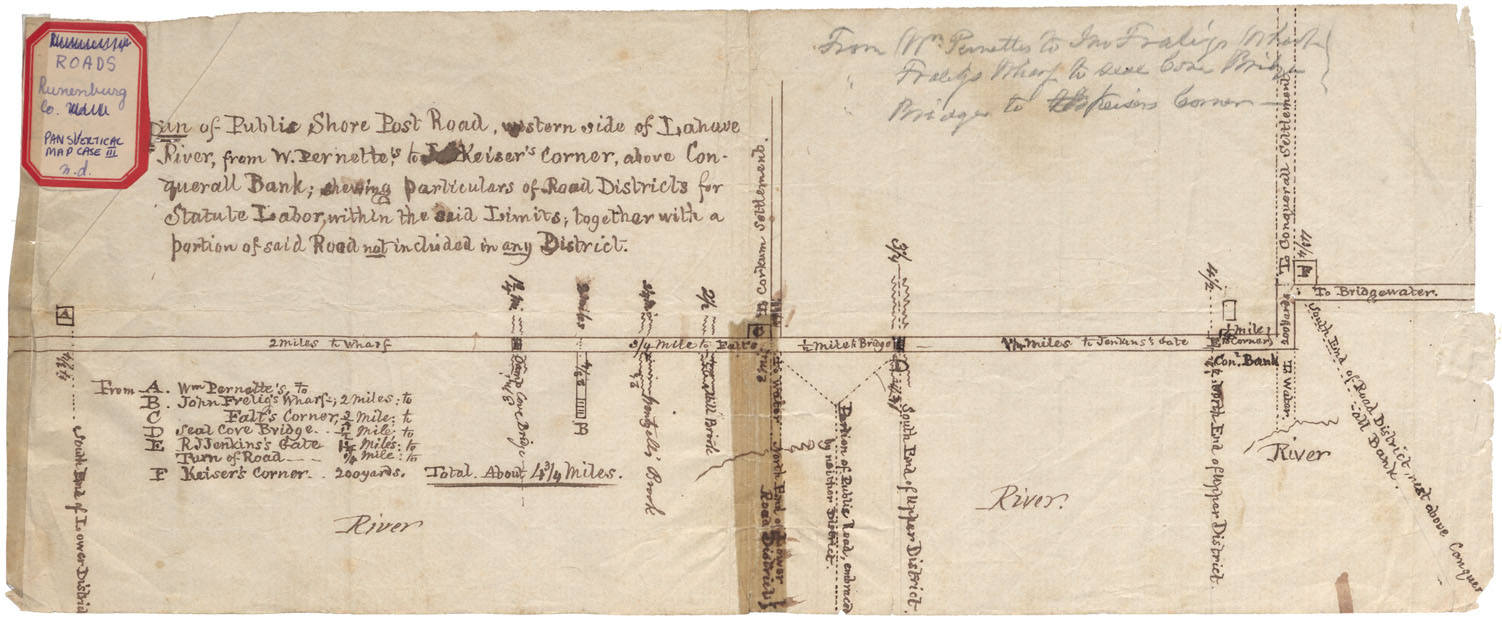 maps : Plan of Public Shore Post Road Western side of LaHave River to Keizers Corner above Conquerall Bank.