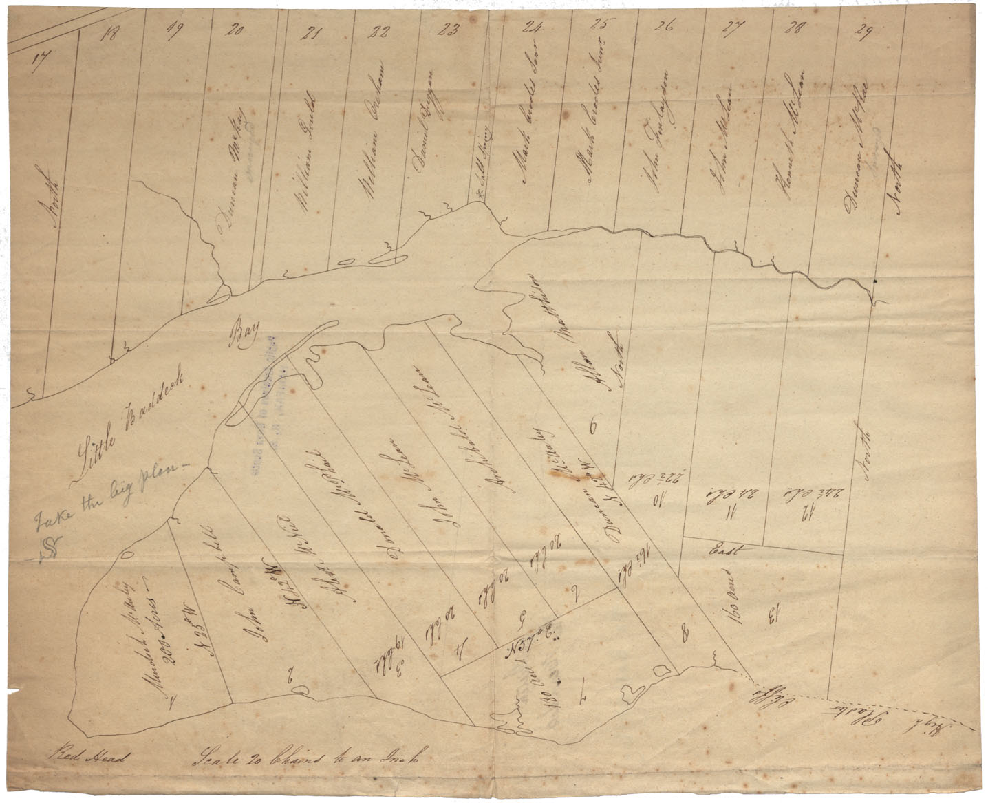maps : Cape Breton Little Baddeck Bay Sketch Red head Lots w.m. 1819