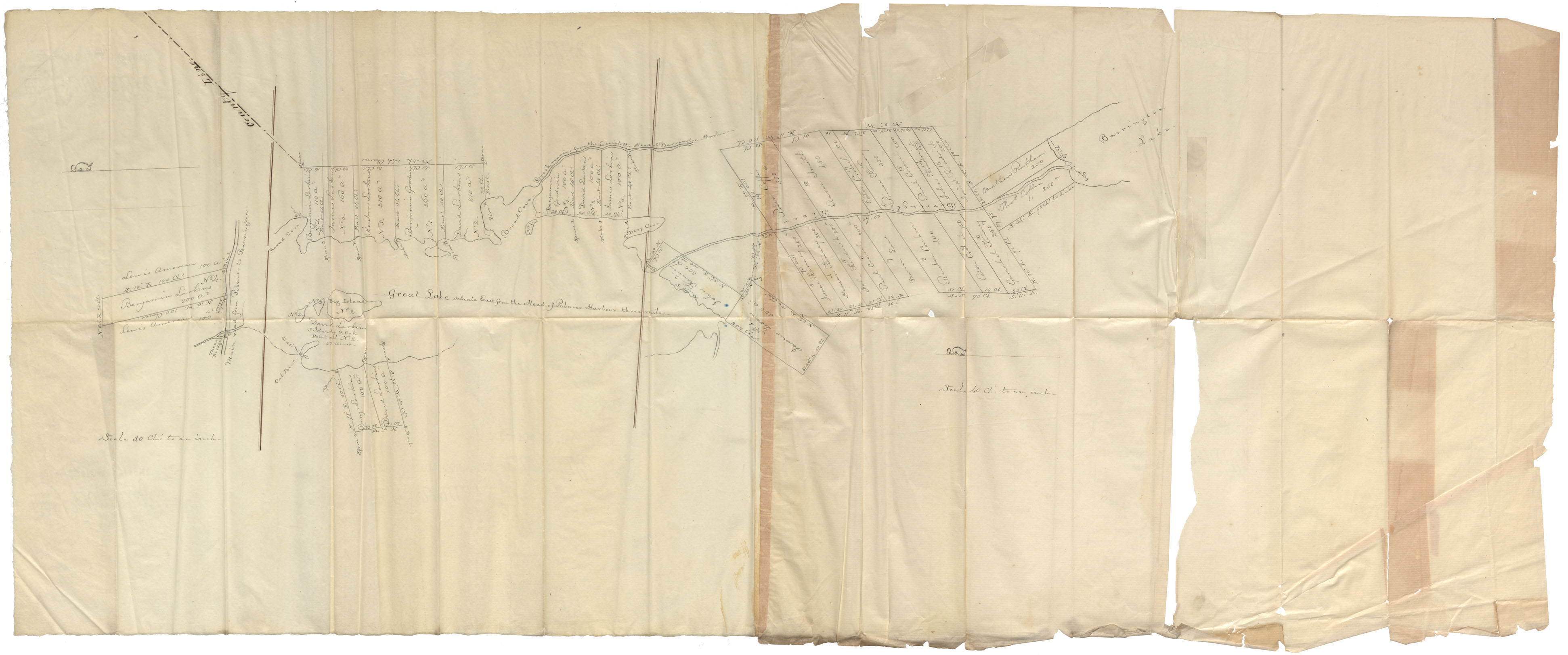 maps : Yarmouth County (Shelburne Co) Great Lake situated East from the head of Pubnico harbour, 2 miles, Barrington R. & Barrington Lake wm 1858