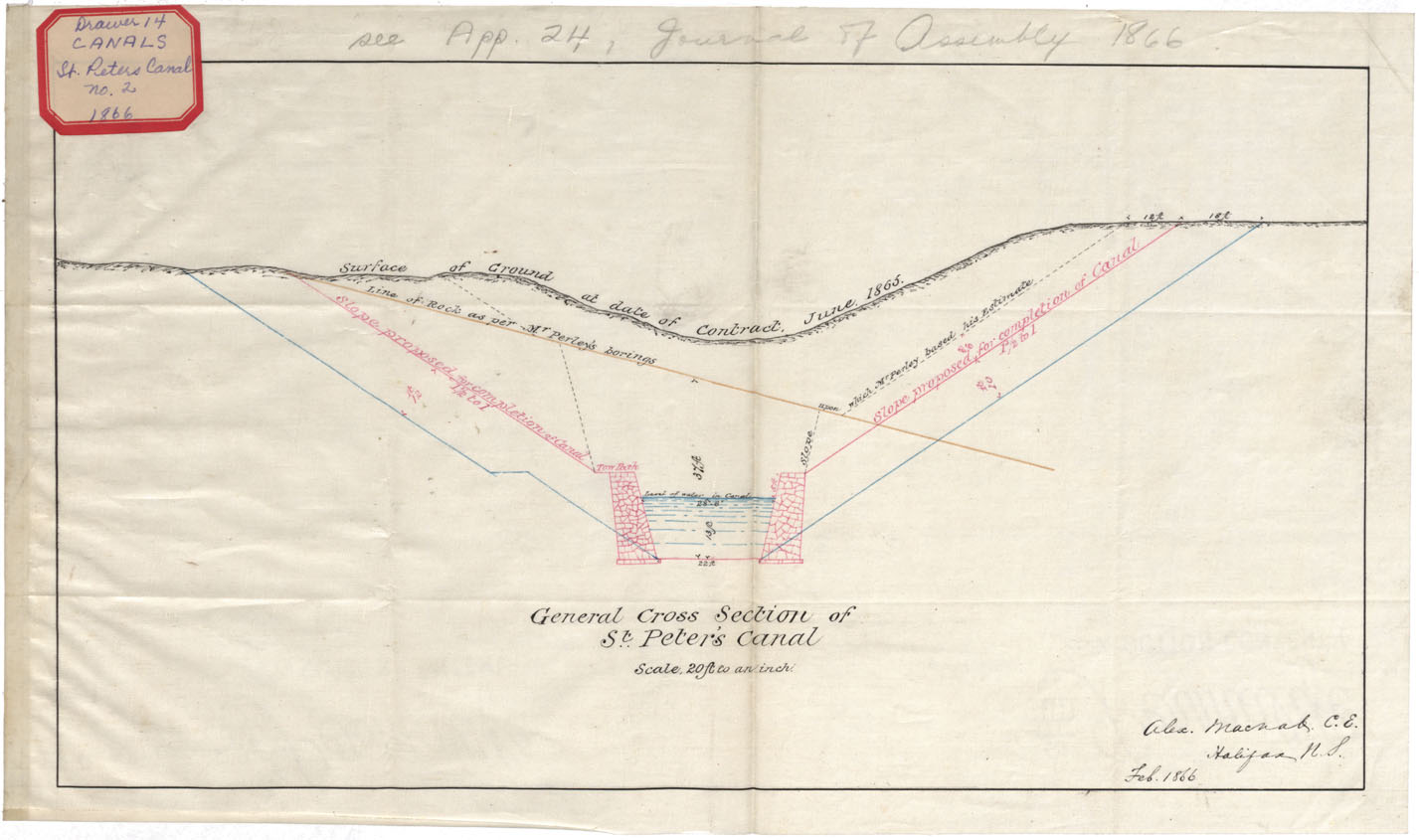 maps : General Cross Section of St. Peters Canal Feb 1866