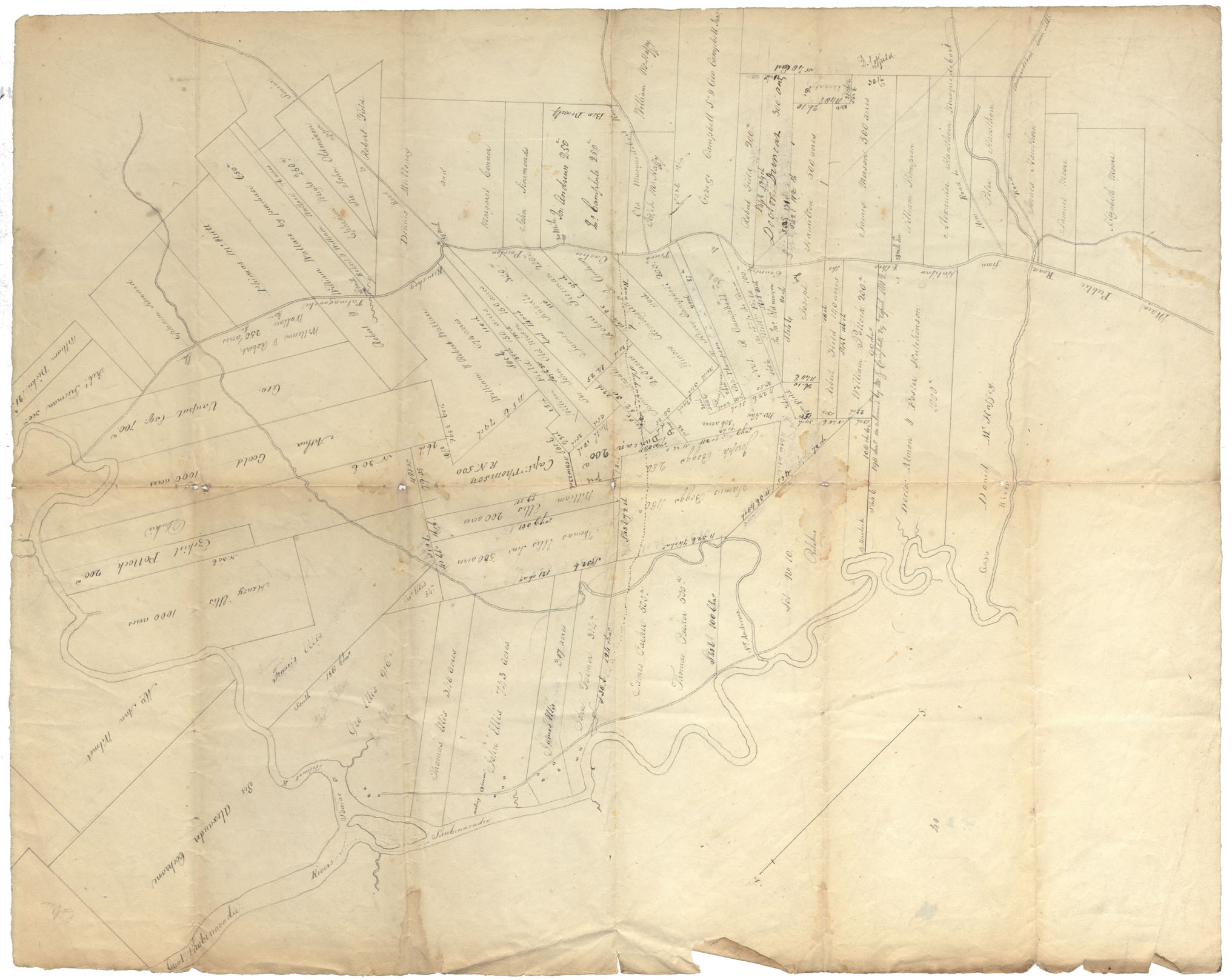 maps : Lands on Shubenacadie River Vicinity of Shubenacadie, Stewiacke and Giap Rivers and Public Rd from Halifax to Truro, Onslow, Pictou, etc w.m
