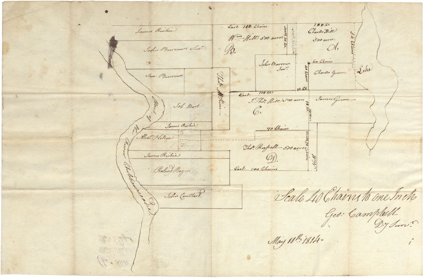 maps : Lands of Shubenacadie River Between Shubenacadie River & a Lake, Colchester County 1814
