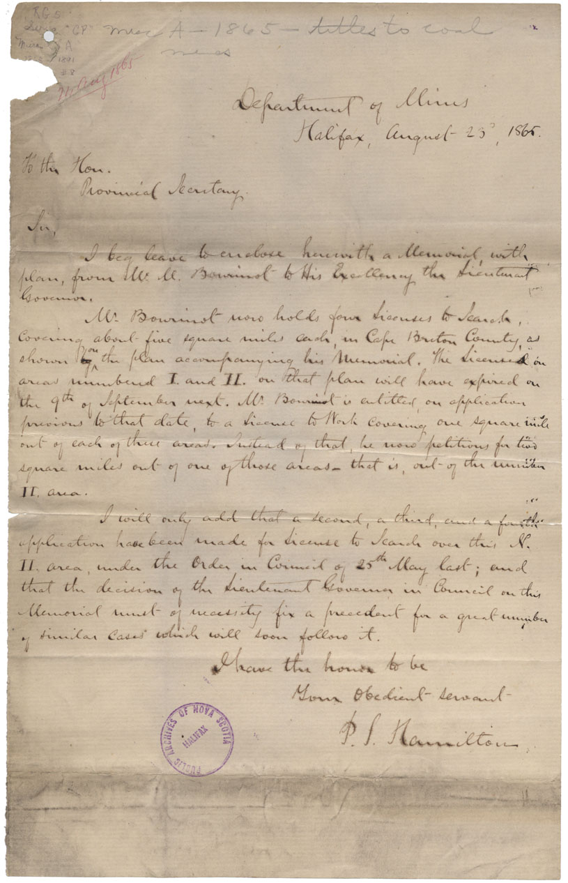 maps : A Geological & Topographical Map of the Four Bourinot Coal Claims Near Cow & Galce Bay, C.B.