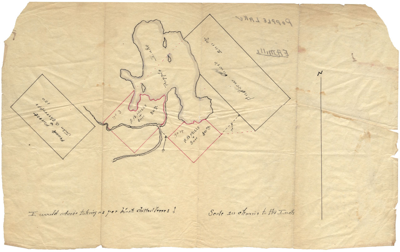 maps : Tracing showing Land surveyed under A.D.Mills & Son application c.1909