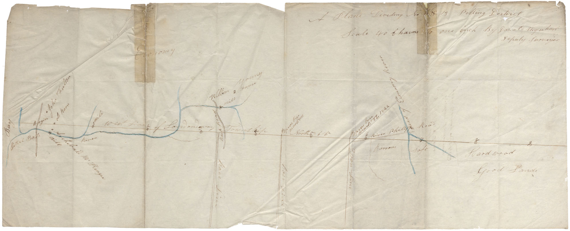 maps : Colchester County West line of Londonderry Township from Little Bass Mill to River Phillips Road. Plan dividing No. 12 & 13 Polling District