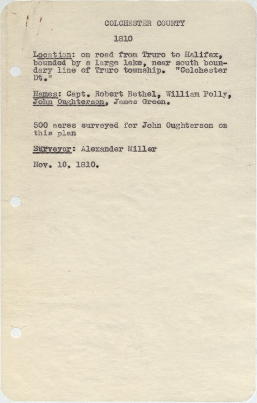 maps : Colchester County On road from Truro to halifax, bounded by a large lake, near south boundary Truro Township 1810