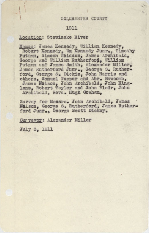 maps : Colchester County Stewiacke River 1811