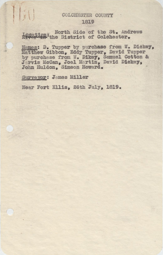 maps : Colchester County North side of the St.Andrews River in the District of Colchester, 1819