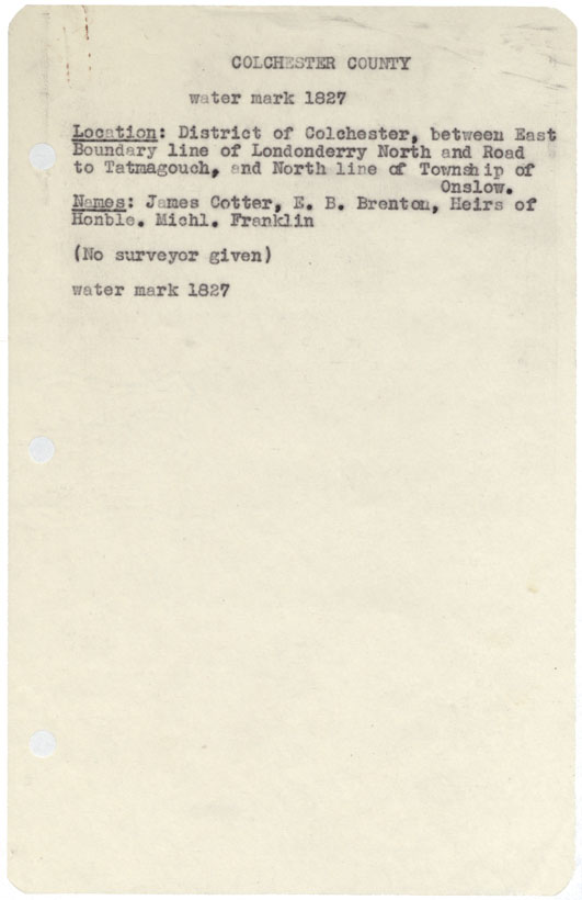 maps : Colchester County District of Colchester between east boundary line of Londonderry north and road to Tatamagouche and north line of Township