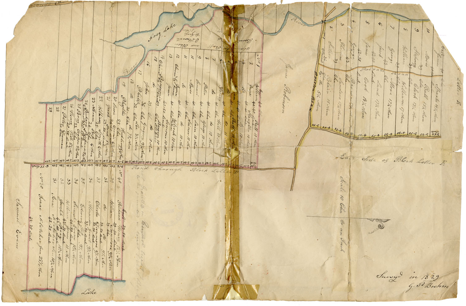 maps : Plan - Letters D and E at Preston. Surveyed to the Blacks