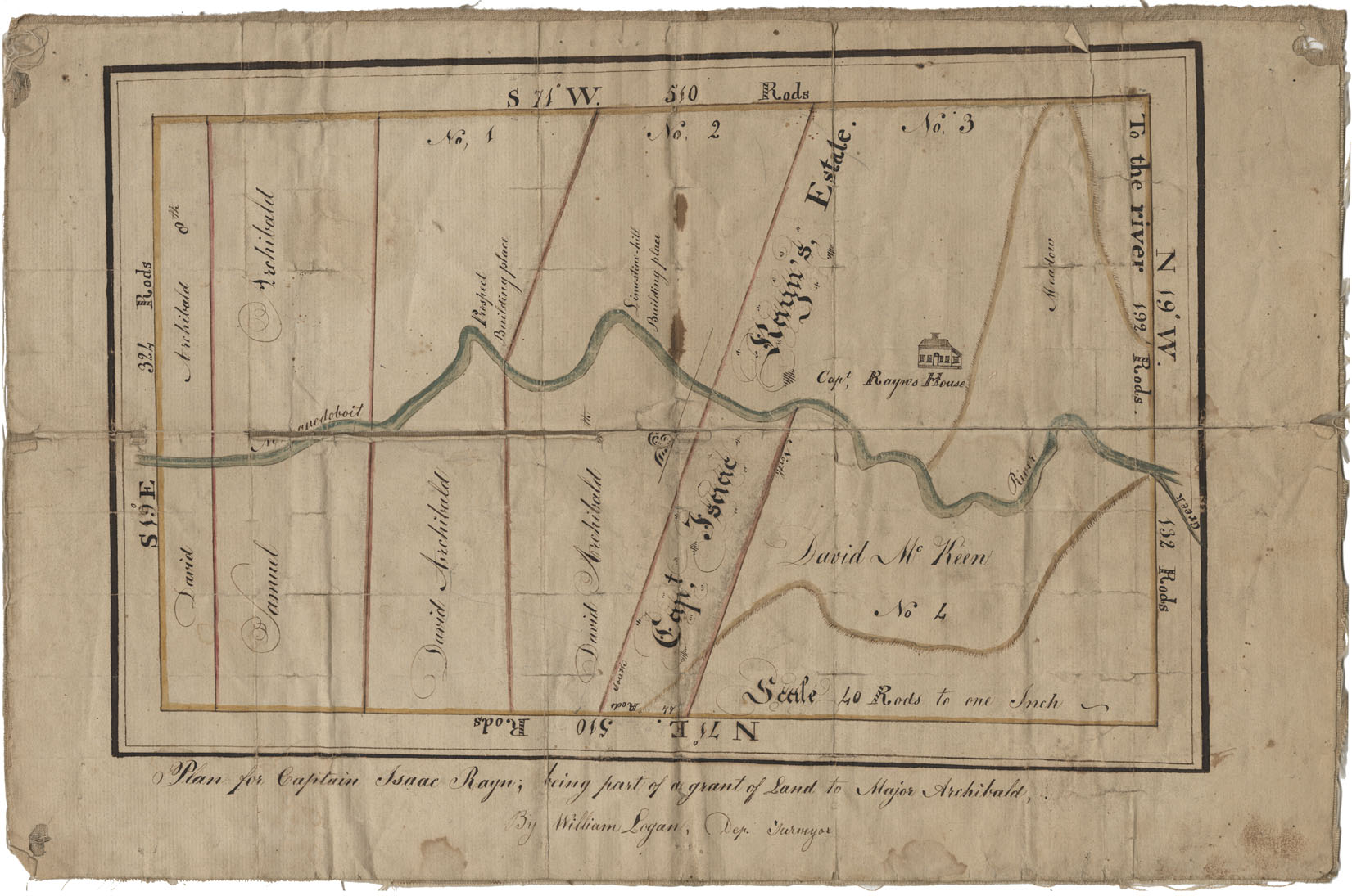 maps : Plan for Captain Isaac Ryan: being part of a grant of land to Major Archibald