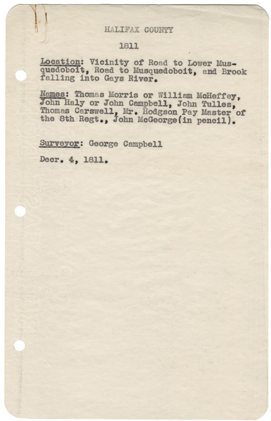 maps : Halifax County Vicinity of Road to Lower Musquodoboit, Road to Musquodoboit, and Brook falling into Gays River 1811