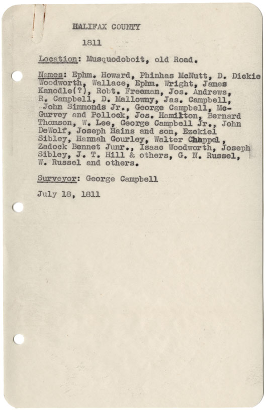 maps : Halifax County Musquodoboit, Old Road