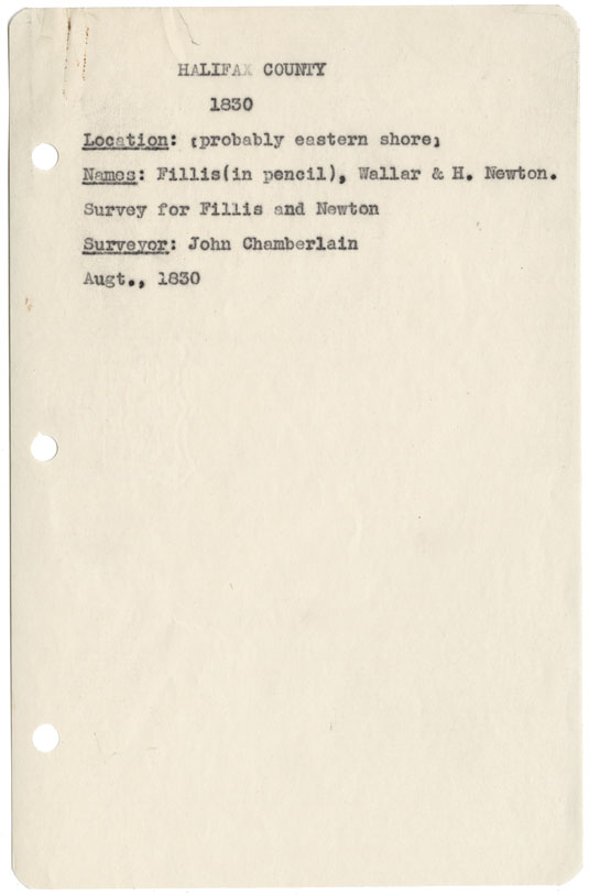 maps : Halifax County (Probably Eastern Shore)