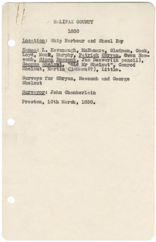 maps : Halifax County Ship Harbour & Shoal Bay 1830