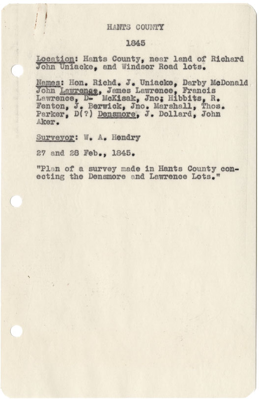 maps : Hants County near land of Richard John Uniacke and Windsor Road lots