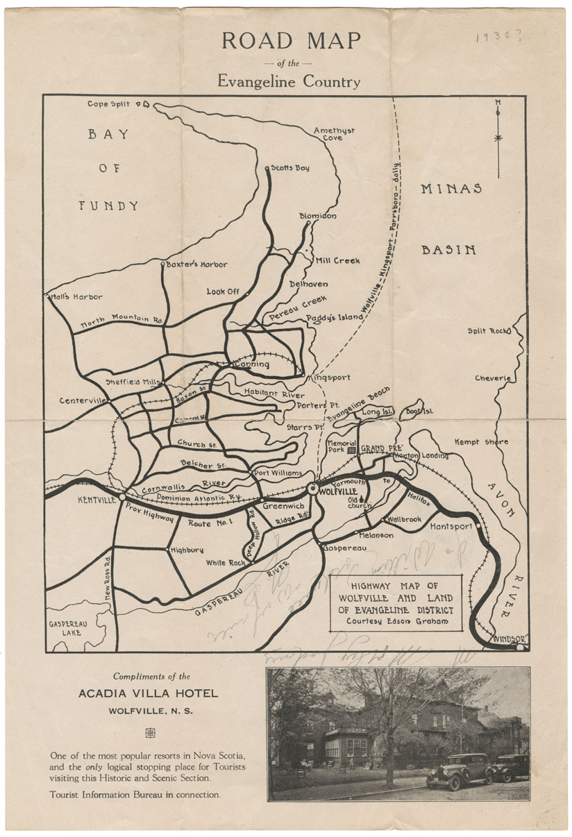 maps : Road Map of the Evangeline Country, Highway Map of Wolfeville and Land of Evangeline District