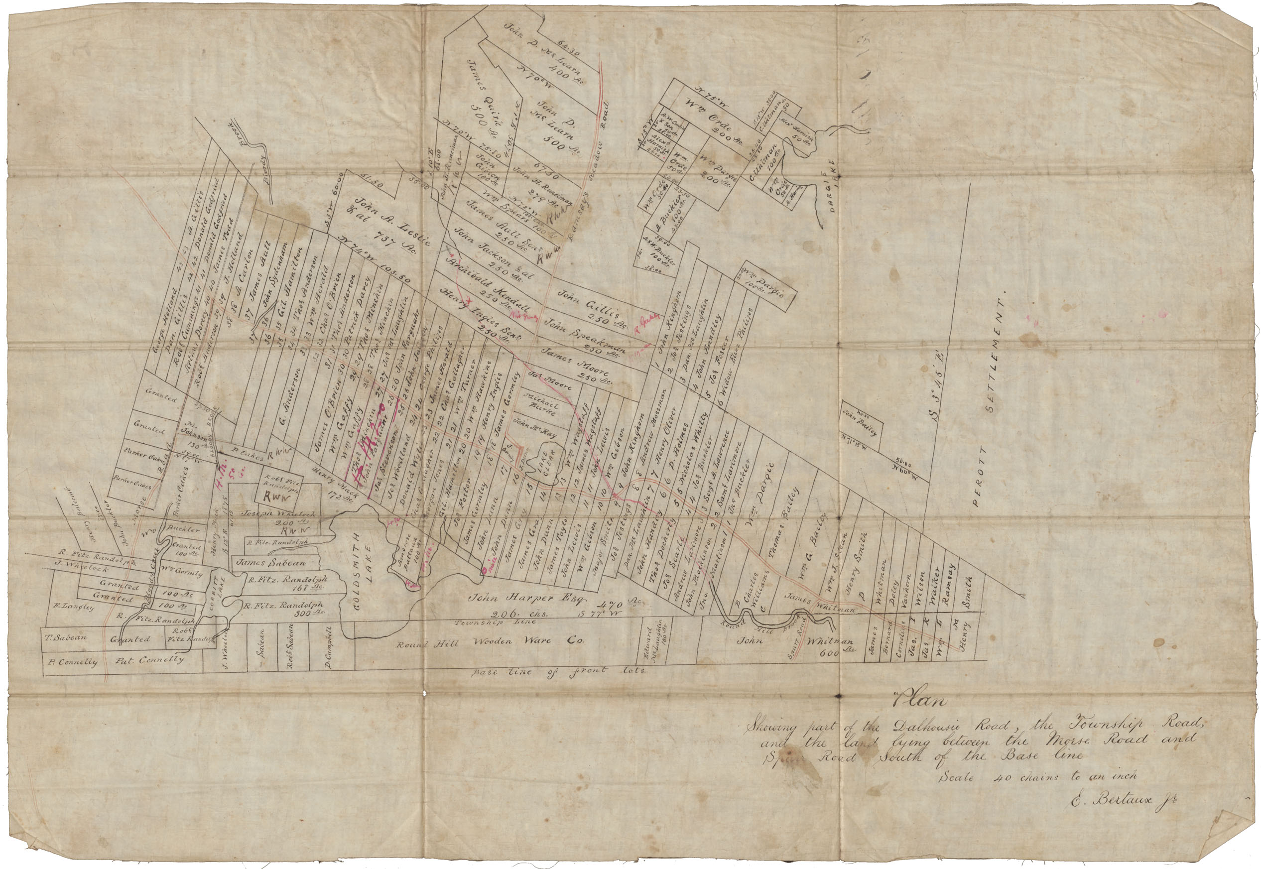 maps : Plan showing part of the Dalhousie Road the Township Rd and land lying between the Morse Rd and Spurr Rd South of Base Line