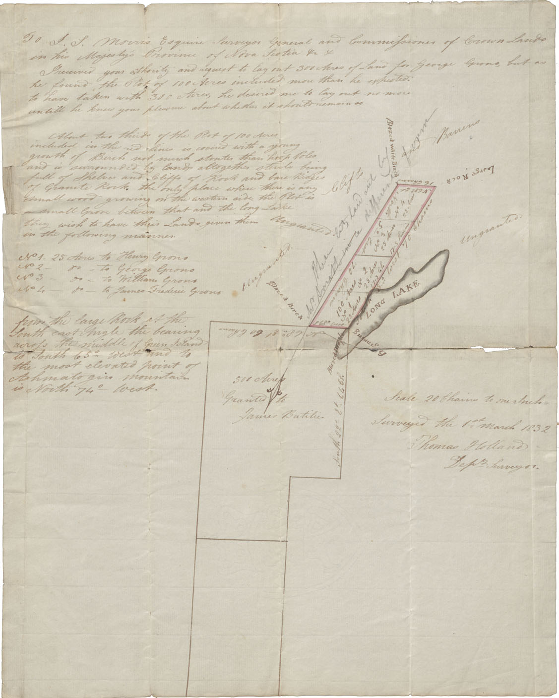 maps : Lunenburg County Vicinity of Long Lake, Green Island and Ashmatogin Mountain 1832