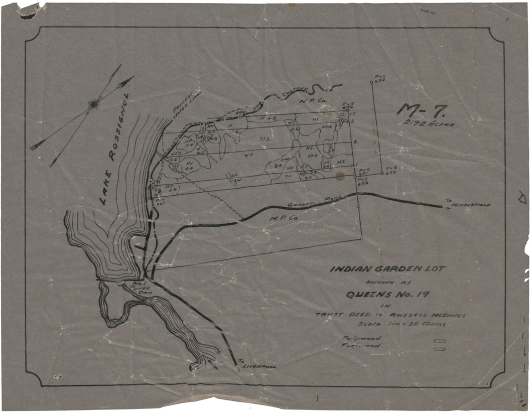 maps : Indian Garden Lot Known as Queens No19 in trust to Russell McInnes [adjoining Lake Rossignol]