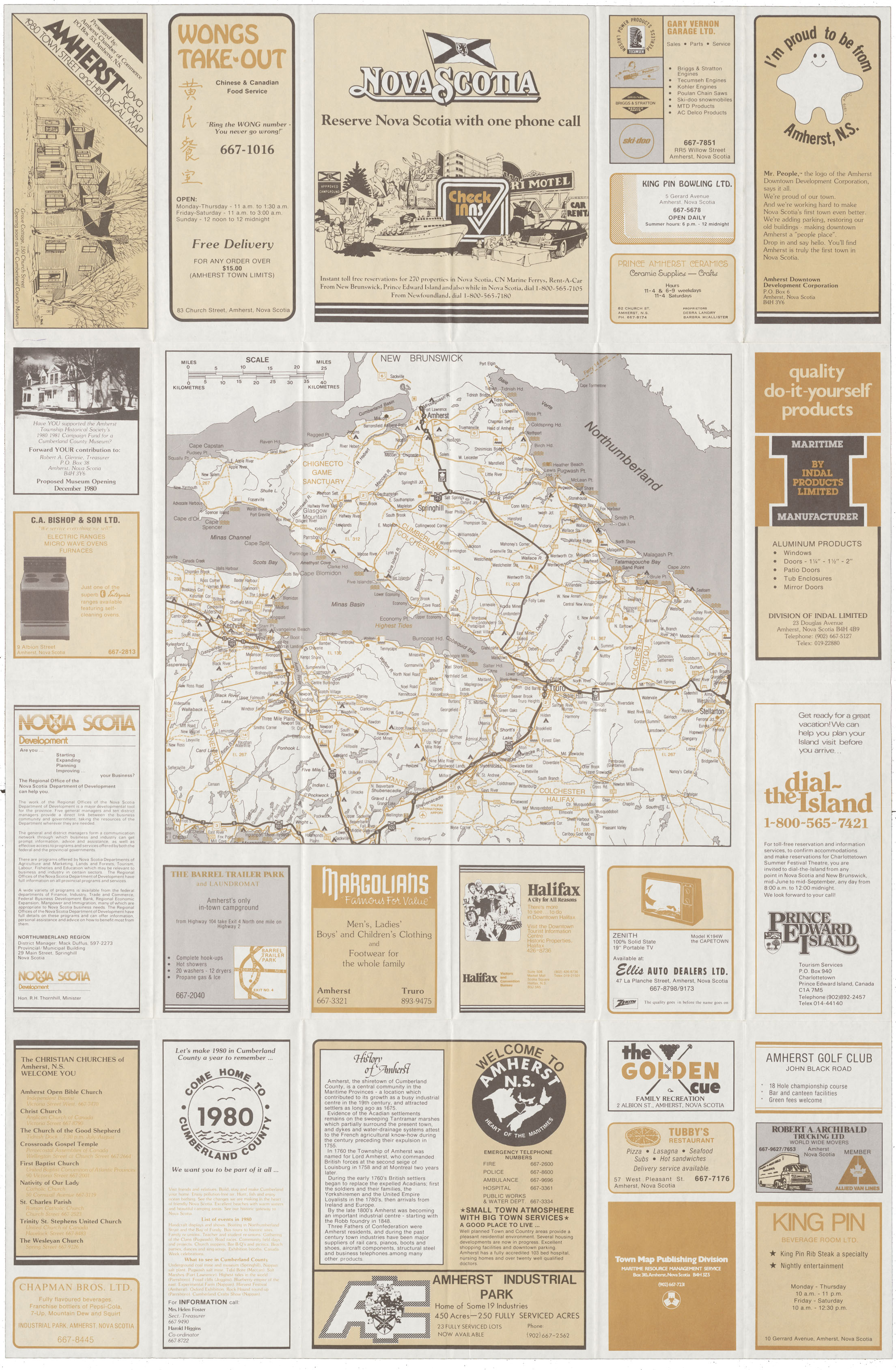 maps : Amherst, NS 1980 Town and Street map 