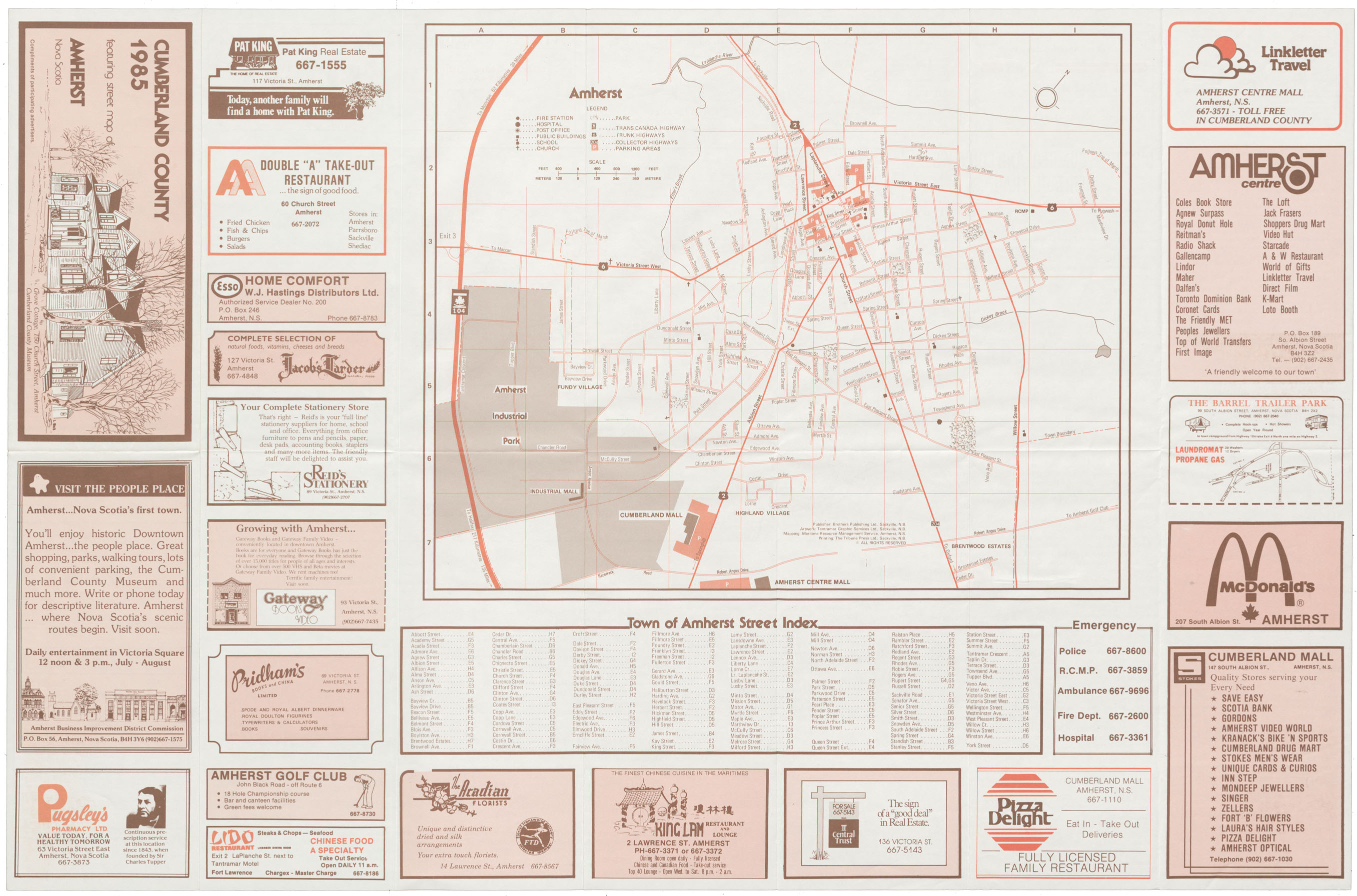 maps : Cumberland County 1985 featuring a Street map of Amherst