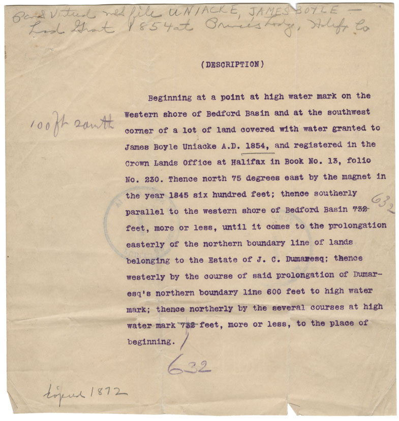 maps : Property of J.B. Uniacke at Bedford