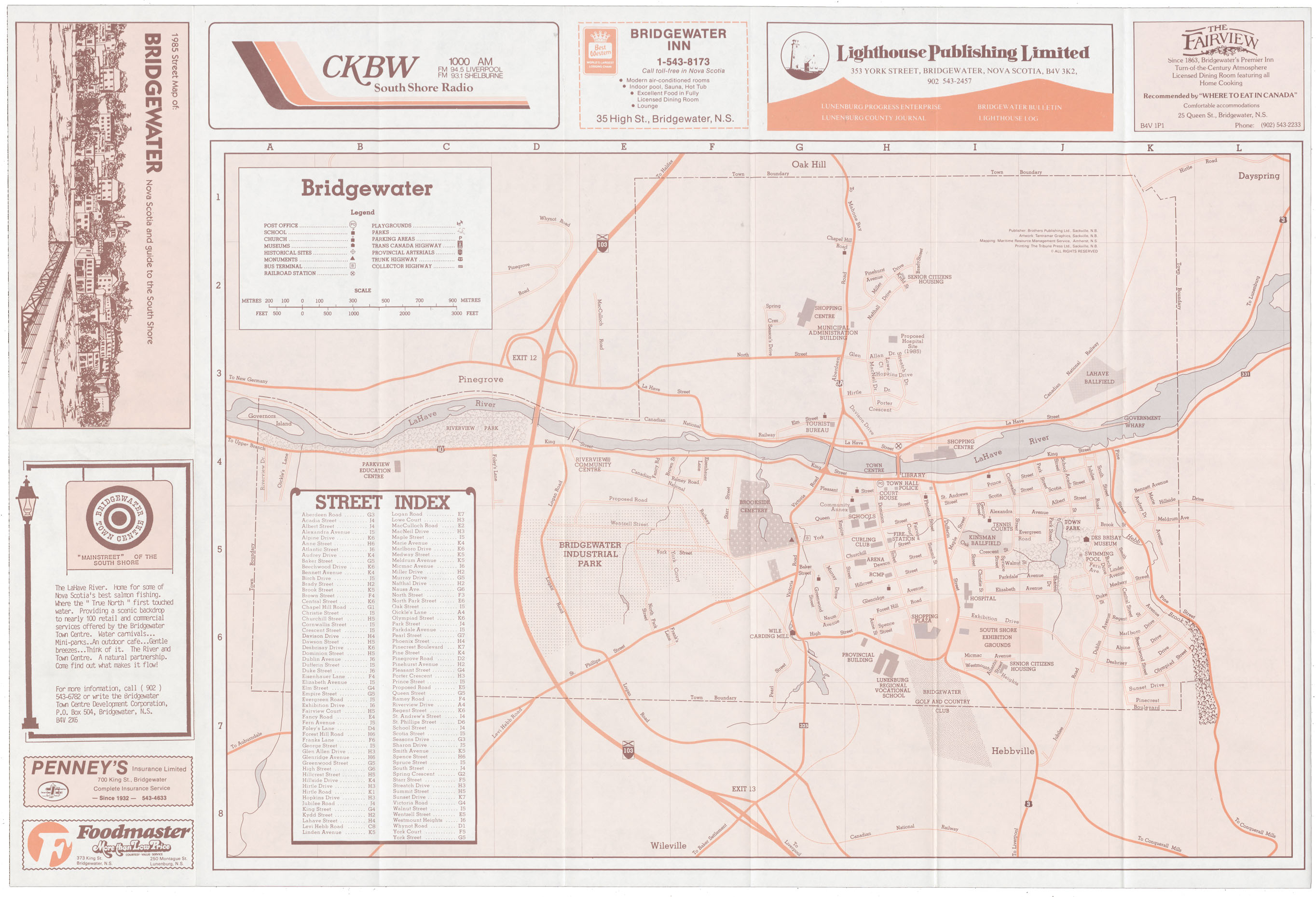 maps : 1985 Street Map of Birdgewater N.S. and Guide to the South Shore
