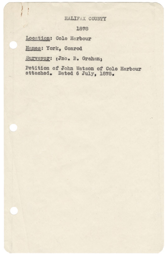 maps : Halifax County Cole Harbour, 1878
