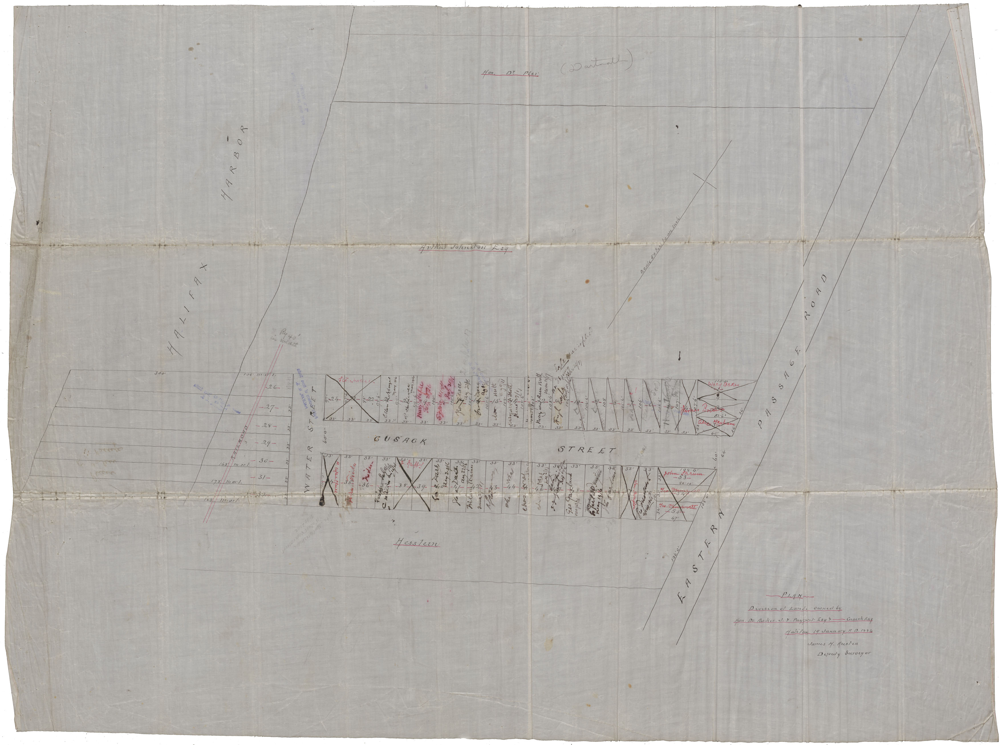 maps : Plan Division of Lands owned by Hon. Dr.Parker/J.Y.Payzant/Cusack Esq.