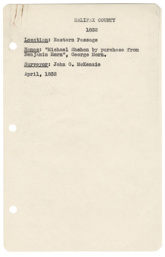 maps : Halifax County Eastern Passage, 1832