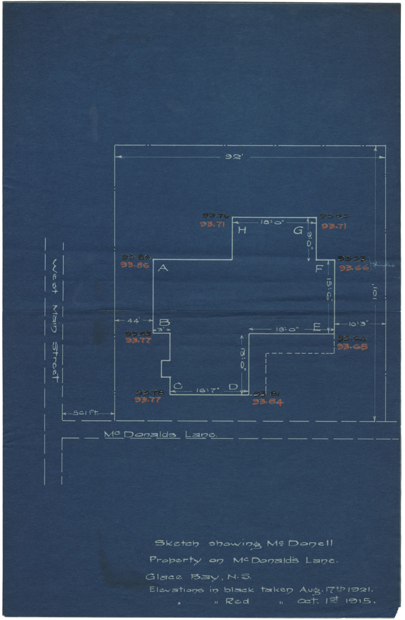 maps : Sketch showing McDonell Property on McDonald Lane, Glace Bay, N.S.