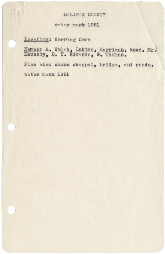 maps : Halifax County Herring Cove, w.m.1851