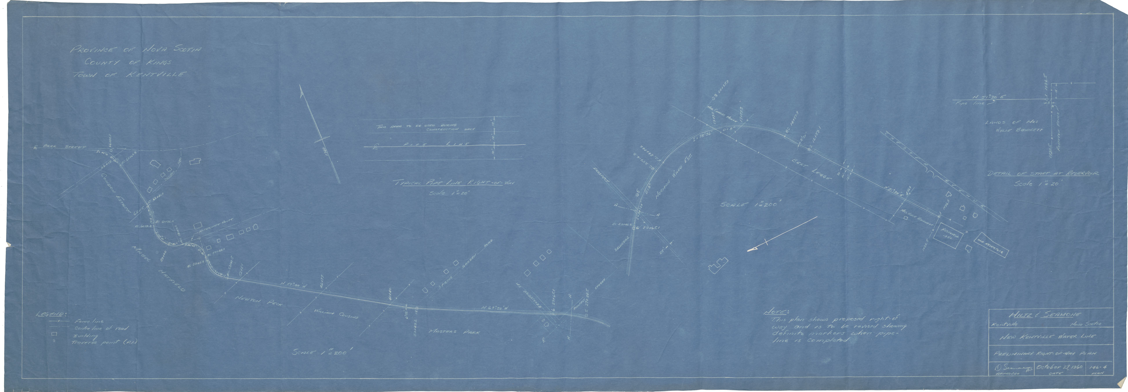 maps : New Kentville Water Line Preliminary Right of Way Plan